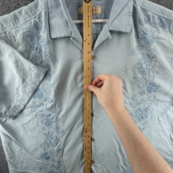 Tommy Bahama Floral Short Sleeve Silk 2XL Blue Vacation Button Up Casual Shirt - Picture 3 of 16